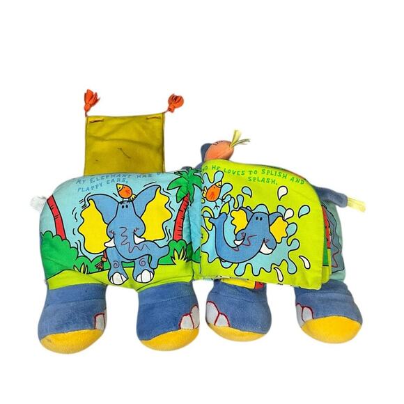 Jellycat Jelly Kitten Book Plush Elephant Book Bells on Feet Button Closure - Picture 8 of 16